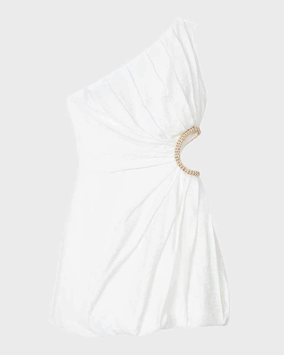 Dalida Asymmetric Embellished Cutout Mini Dress